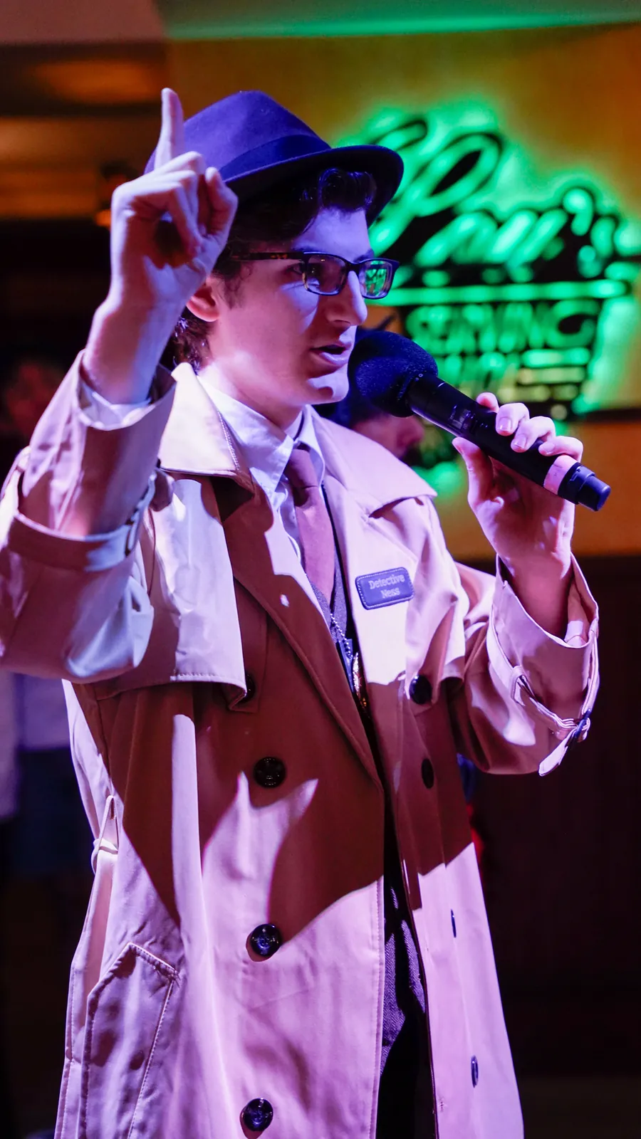 A Murder Mystery Company actor working the room at a Kansas City show